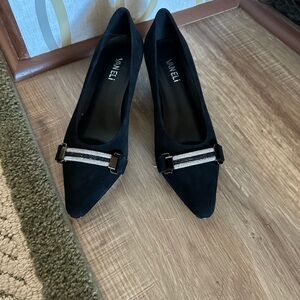 Vaneli Torey Black Flats with Silver Detail